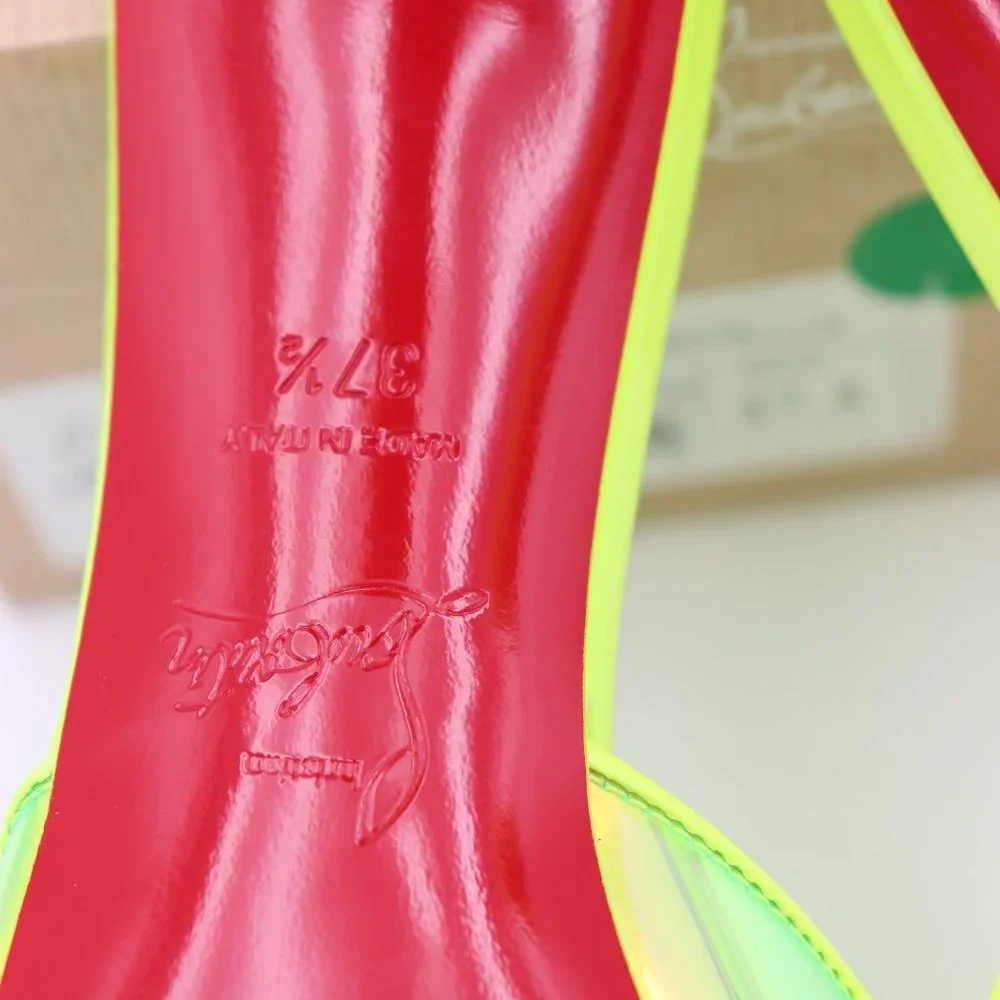 Christian Louboutin Condorapik Yellow Iridescent Spike Mule Sandals - Picture 10 of 13